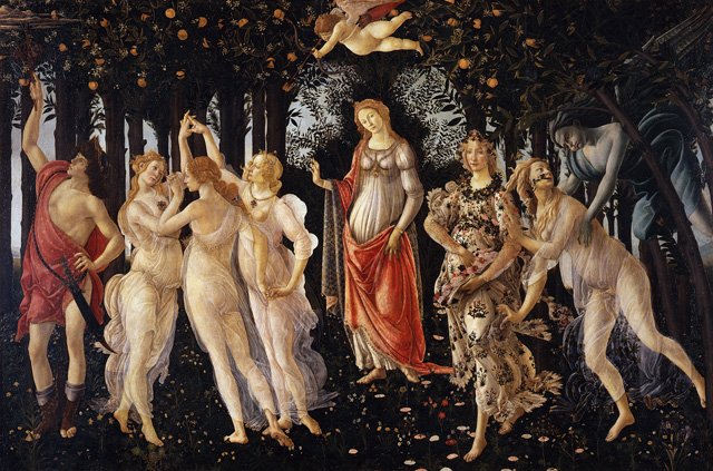 man-strips-nude-Uffizi-Botticelli-Primavera