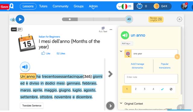 LingQ Online Italian Language Training