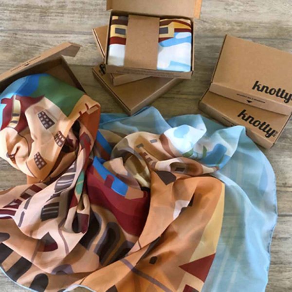 Original Designer Scarf, illustrated by Melissa Muldoon featuring Piazza Grande Arezzo