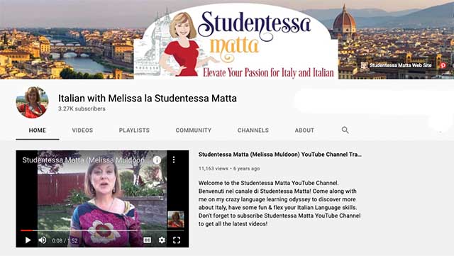 Studentessa Matta Youtube Italian Language Learning Channel: Benvenuti!