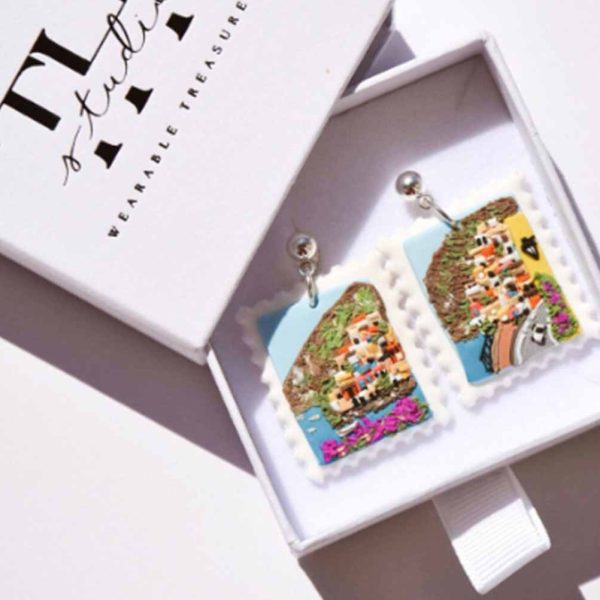 Positano Italy Post Stamp Earrings