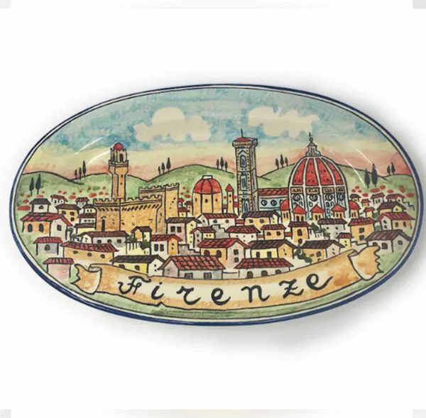 Italian Oval Ceramic Featuring Florence. Hand Painted and Made in ITALY