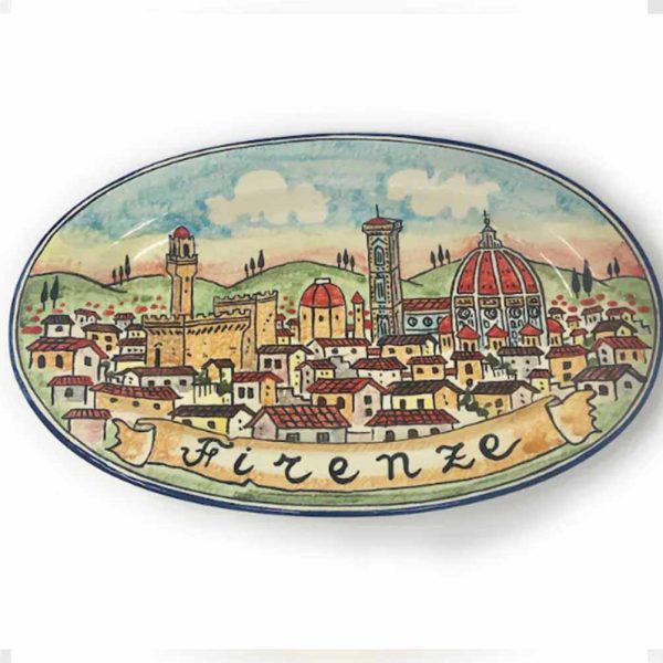 Italian Oval Ceramic Featuring Florence. Hand Painted and Made in ITALY