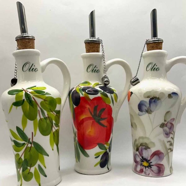 Olive Oil Bottle with Handle - Handpainted