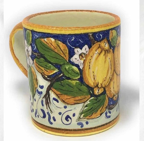 Italian Ceramic Mug Glass Hand Painted, Made in Italy