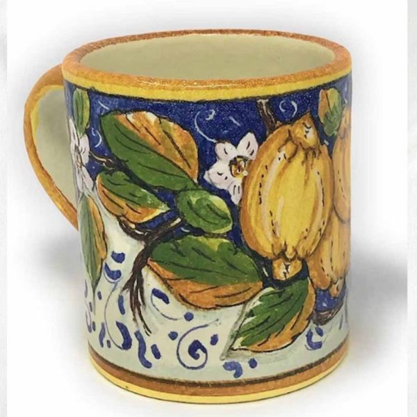 Italian Ceramic Mug Glass Hand Painted, Made in Italy