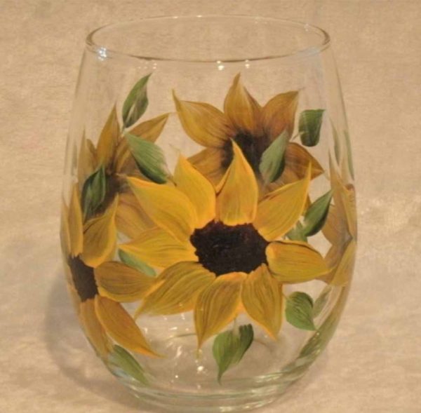 Sunflower Stemless Wine Glasses — Set of Four