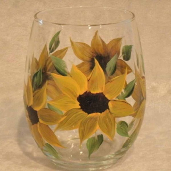 Sunflower Stemless Wine Glasses — Set of Four