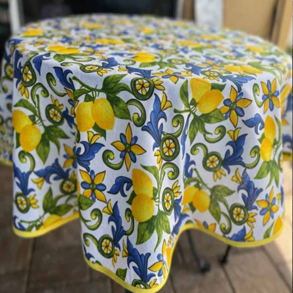 Lemon Round Tablecloth, Made in Italy