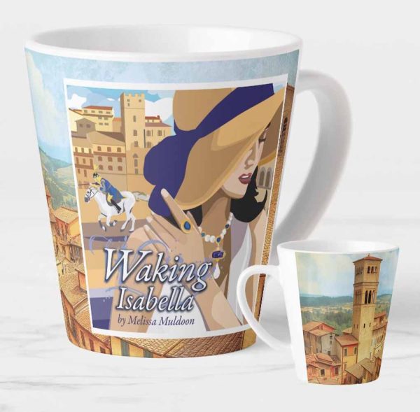 Latte Coffee Mug Featuring "Waking Isabella" with iconic Book Cover Design