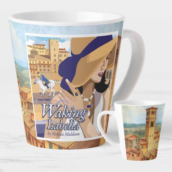 Latte Coffee Mug Featuring "Waking Isabella" with iconic Book Cover Design